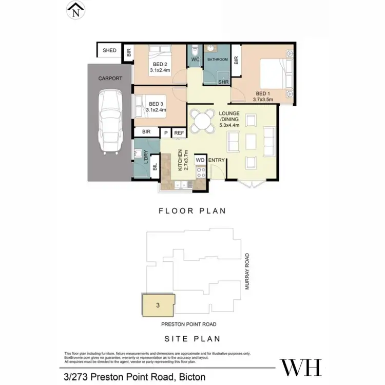 Floorplan of Homely villa listing, 3/273 Preston Point Road, Bicton WA 6157