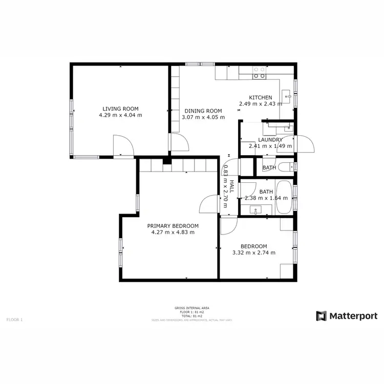 Floorplan of Homely semi-detached listing, 7 Claughton Way, Bassendean WA 6054