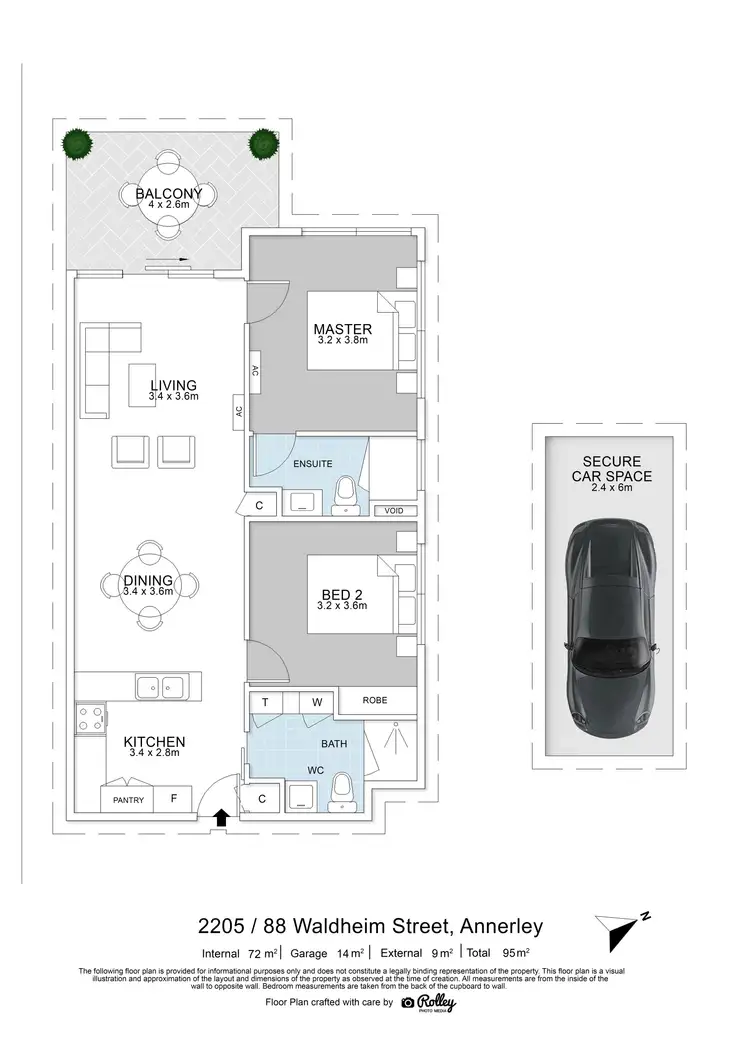 Floorplan of Homely unit listing, 2205/88 Waldheim Street, Annerley QLD 4103