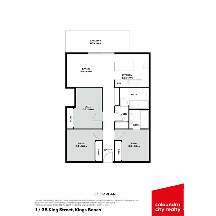 Floorplan of Homely unit listing, 1/36 King Street, Kings Beach QLD 4551