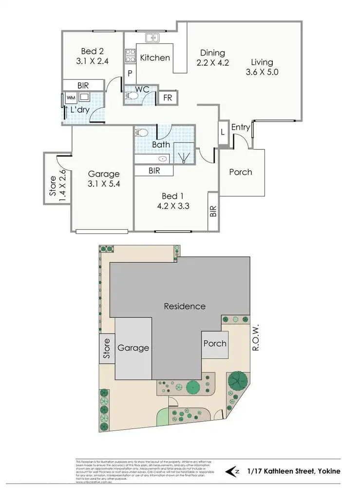 Floorplan of Homely villa listing, 1/17 Kathleen Street, Yokine WA 6060
