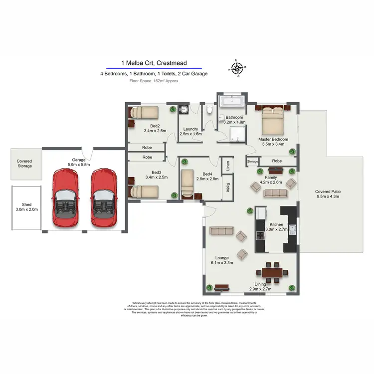 Floorplan of Homely house listing, 1 Melba Court, Crestmead QLD 4132