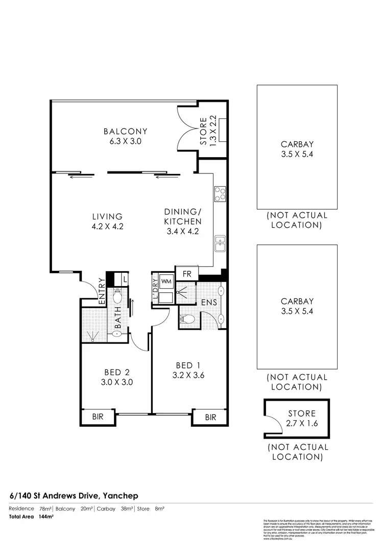 Floorplan of Homely unit listing, 6/140 St Andrews Drive, Yanchep WA 6035