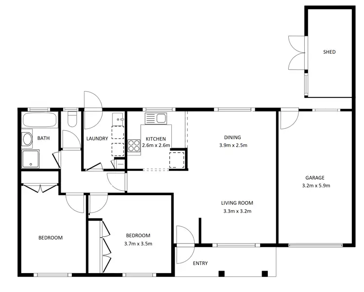 Floorplan of Homely unit listing, 1/100 Huons Hill Road, Wodonga VIC 3690