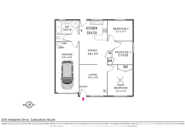 Floorplan of Homely semi-detached listing, 2/24 Adelaide Drive, Caboolture South QLD 4510