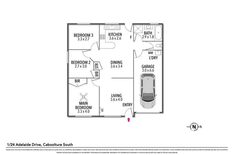 Floorplan of Homely semi-detached listing, 1/24 Adelaide Drive, Caboolture South QLD 4510