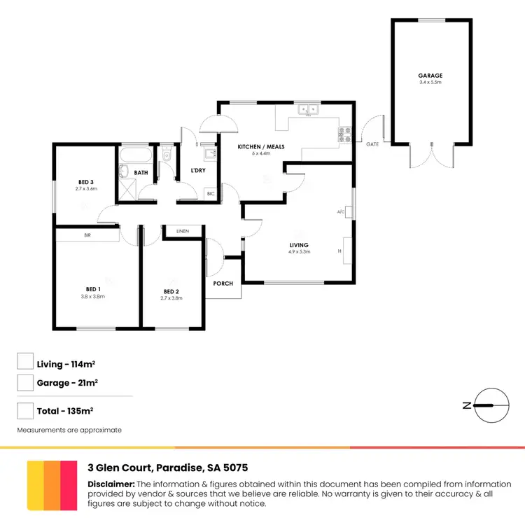 Floorplan of Homely house listing, 3 Glen Court, Paradise SA 5075