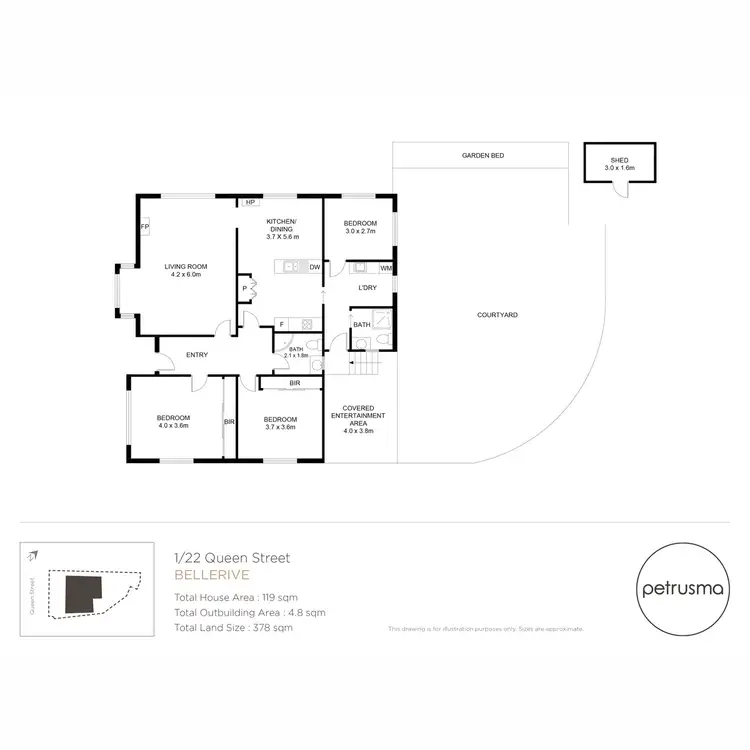Floorplan of Homely unit listing, 1/22 Queen Street, Bellerive TAS 7018