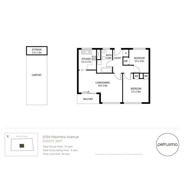 Floorplan of Homely flat listing, 5/54 Mawhera Avenue, Sandy Bay TAS 7005