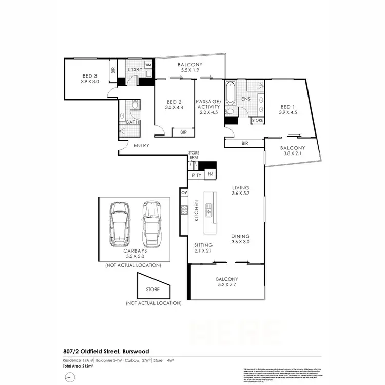 Floorplan of Homely apartment listing, 807/2 Oldfield Street, Burswood WA 6100