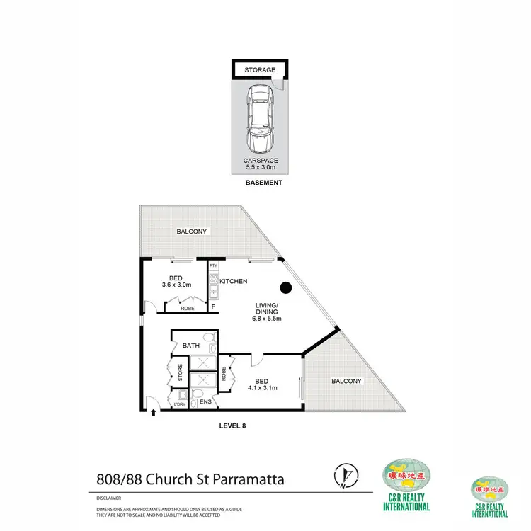 Floorplan of Homely apartment listing, 808/88 Church Street, Parramatta NSW 2150