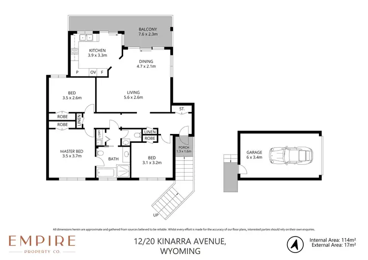 Floorplan of Homely unit listing, 22/12-20 Kinarra Avenue, Wyoming NSW 2250
