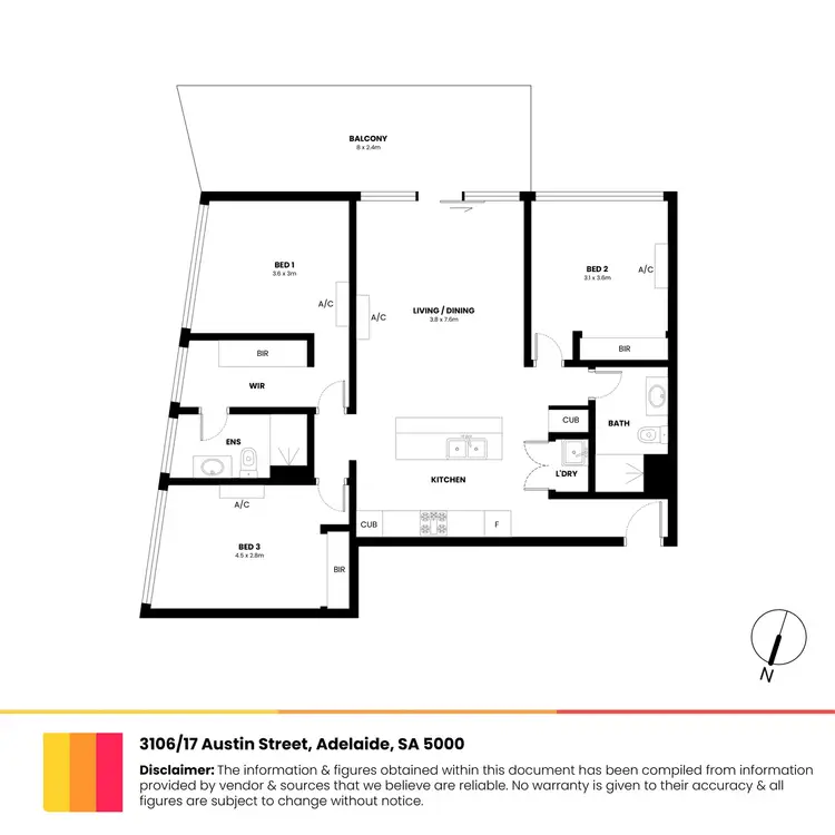 Floorplan of Homely apartment listing, 3106/17 Austin Street, Adelaide SA 5000