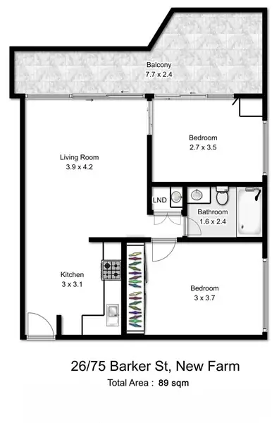 Floorplan of Homely apartment listing, 26/75 Barker Street, New Farm QLD 4005