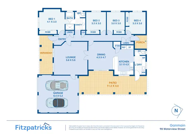 Floorplan of Homely house listing, 98 Waterview Street, Ganmain NSW 2702