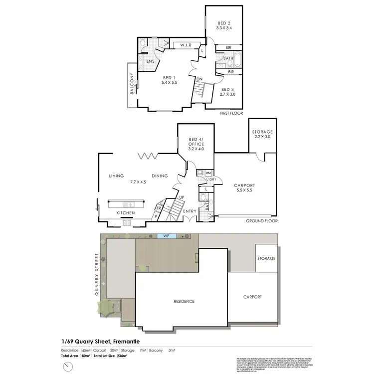 Floorplan of Homely townhouse listing, 1/69 Quarry Street, Fremantle WA 6160