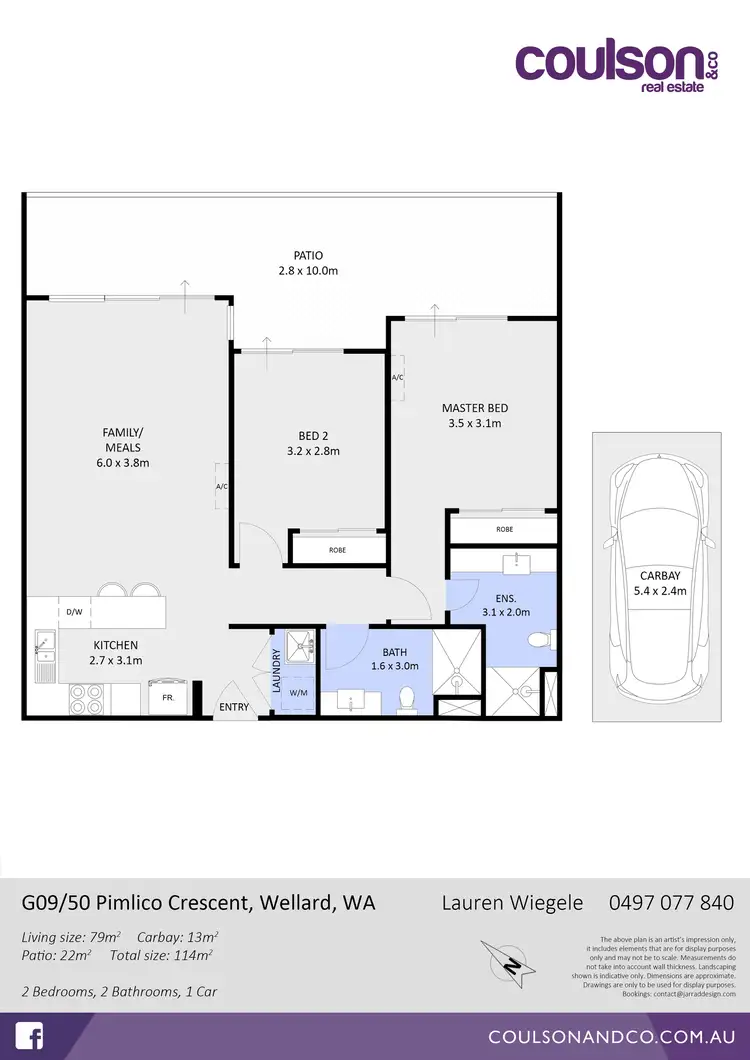 Floorplan of Homely apartment listing, 9/50 Pimlico Crescent, Wellard WA 6170