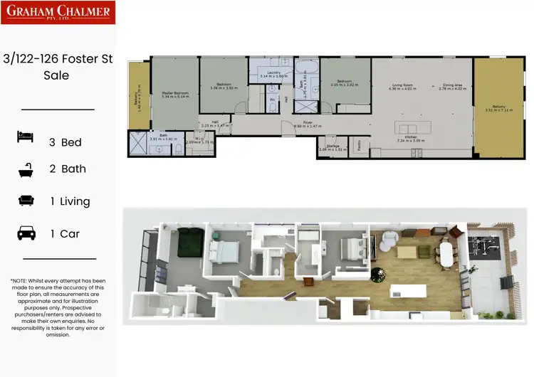 Floorplan of Homely townhouse listing, 3/122-126 Foster Street, Sale VIC 3850