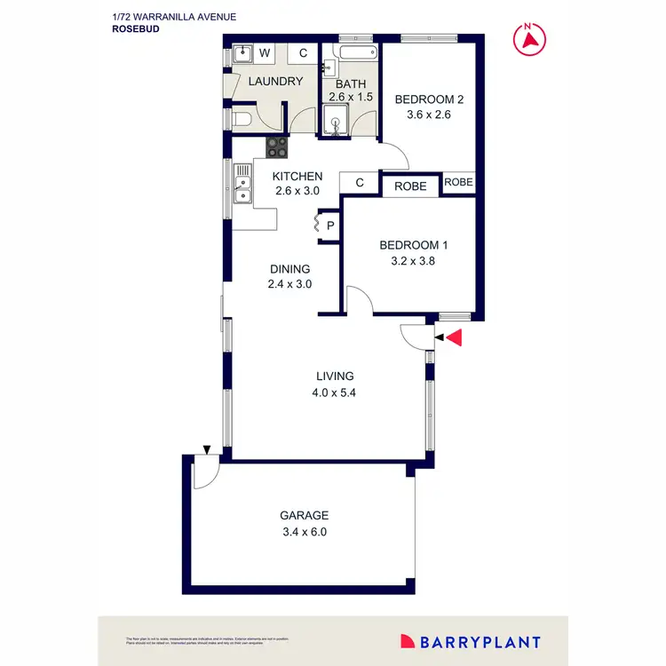Floorplan of Homely unit listing, 1/72 Warranilla Avenue, Rosebud VIC 3939