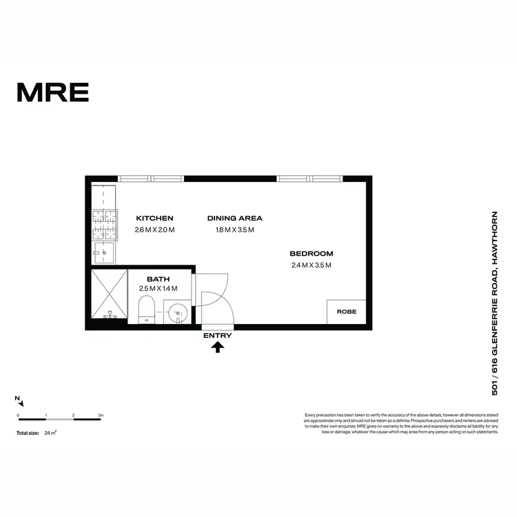 Floorplan of Homely studio listing, 501/616 Glenferrie Road, Hawthorn VIC 3122