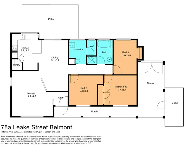 Floorplan of Homely unit listing, 1/78 Leake Street, Belmont WA 6104