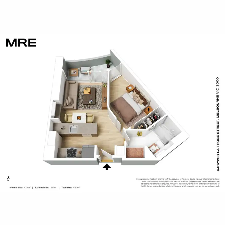 Floorplan of Homely apartment listing, 4407/228 La Trobe Street, Melbourne VIC 3000