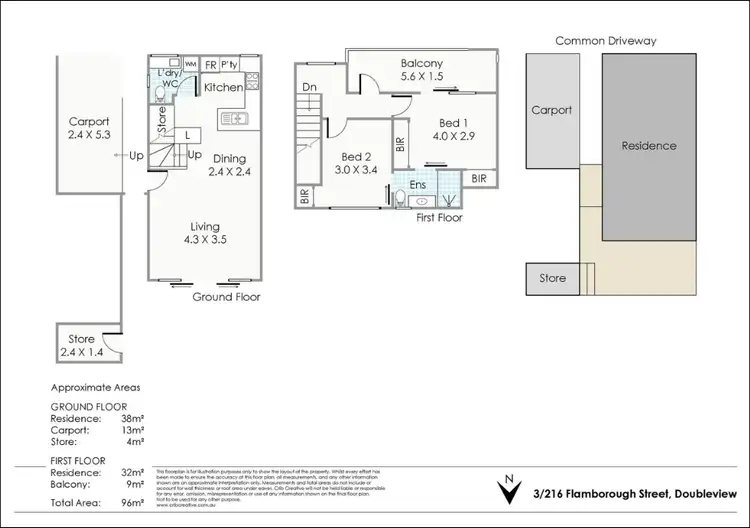 Floorplan of Homely townhouse listing, 3/216 Flamborough Street, Doubleview WA 6018
