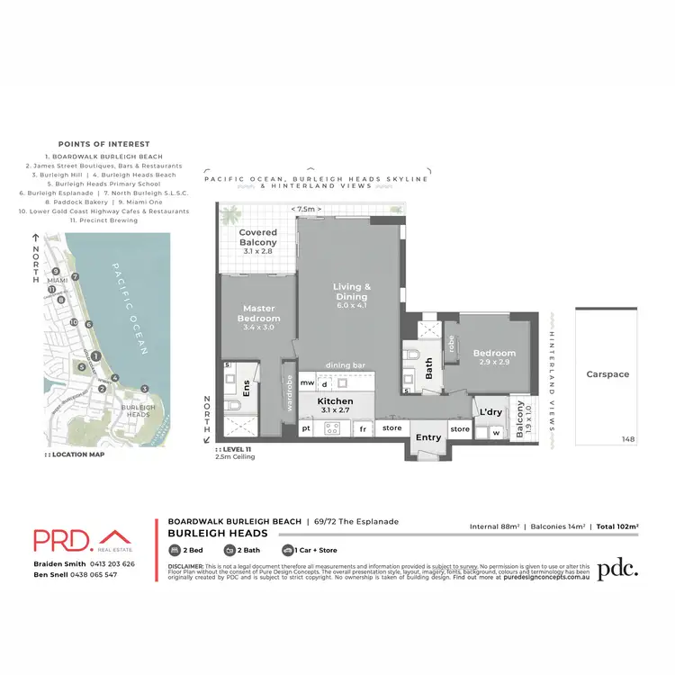 Floorplan of Homely unit listing, 69/72 The Esplanade, Burleigh Heads QLD 4220