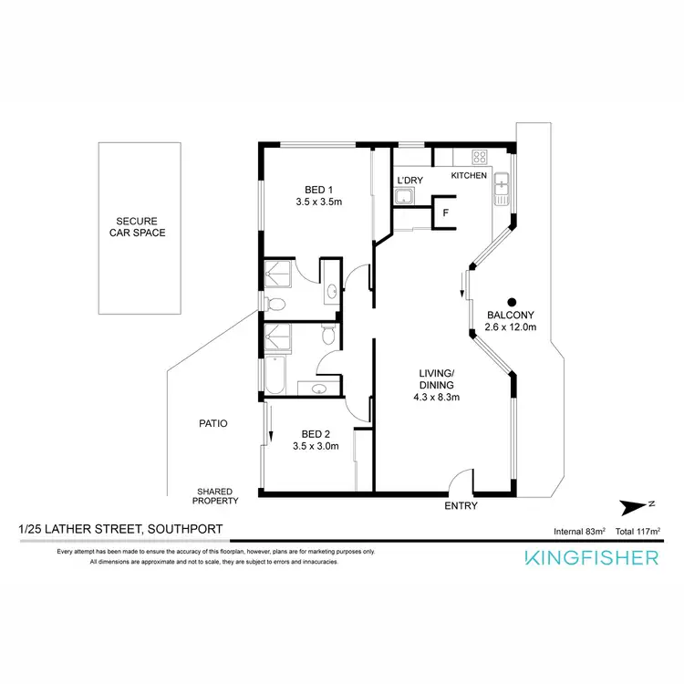 Floorplan of Homely apartment listing, 1/25 Lather Street, Southport QLD 4215