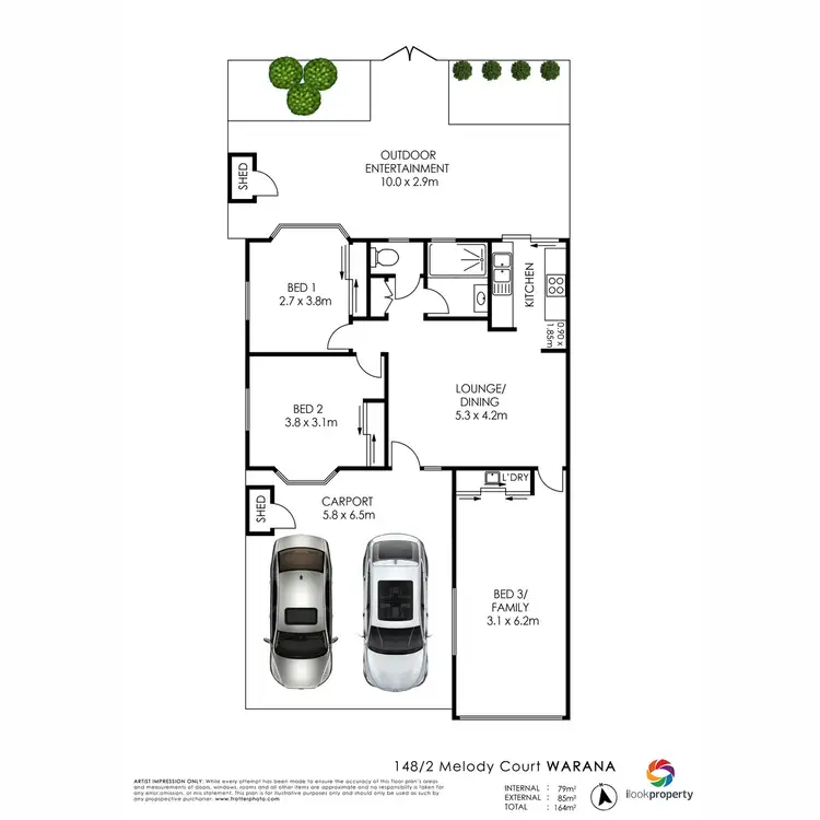 Floorplan of Homely semi-detached listing, 35/10 MELODY Court, Warana QLD 4575