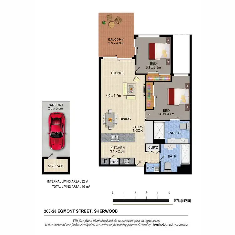 Floorplan of Homely apartment listing, 203/20 Egmont Street, Sherwood QLD 4075