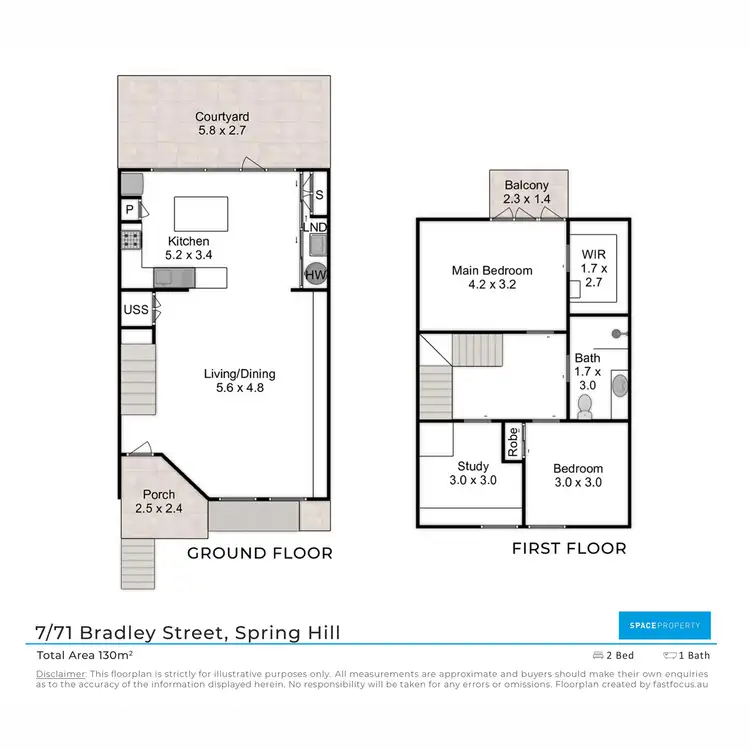 Floorplan of Homely townhouse listing, 7/71 Bradley Street, Spring Hill QLD 4000