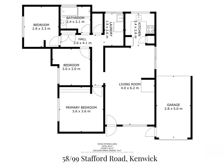 Floorplan of Homely unit listing, 58/99 Stafford Road, Kenwick WA 6107