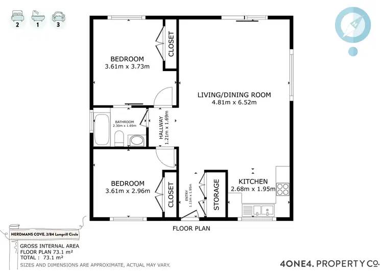 Floorplan of Homely unit listing, 2/84 Lamprill Circle, Herdsmans Cove TAS 7030
