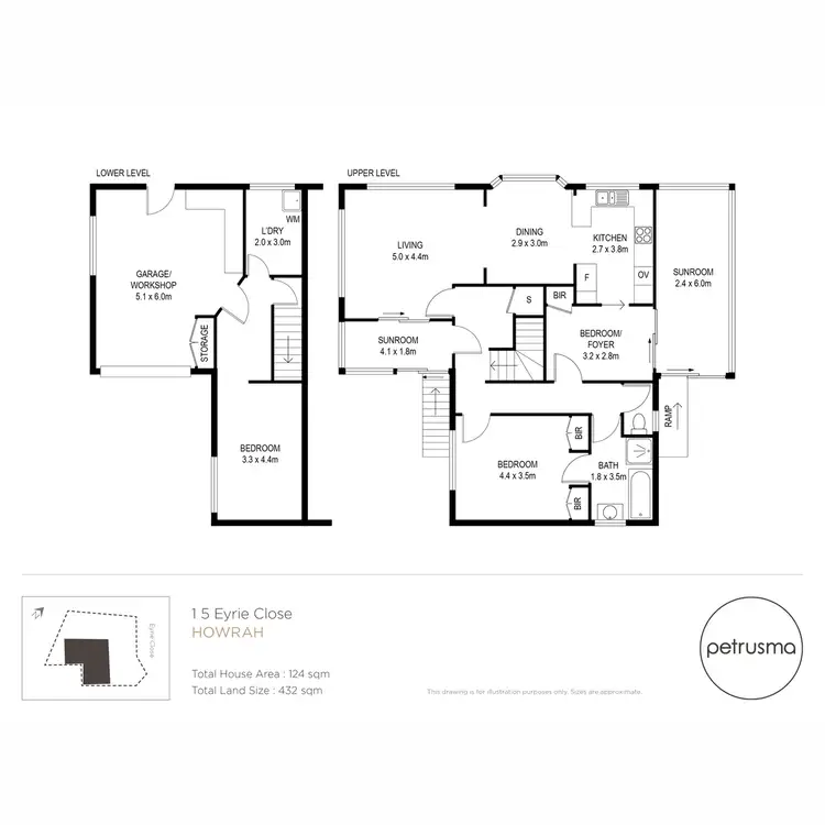 Floorplan of Homely unit listing, 1/5 Eyrie Close, Howrah TAS 7018