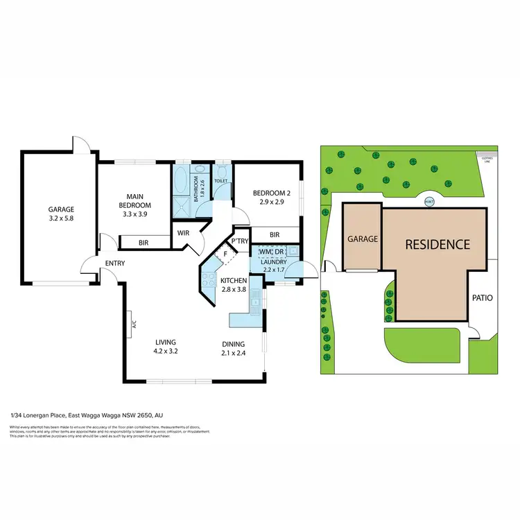 Floorplan of Homely unit listing, 1/34 Lonergan Place, East Wagga Wagga NSW 2650