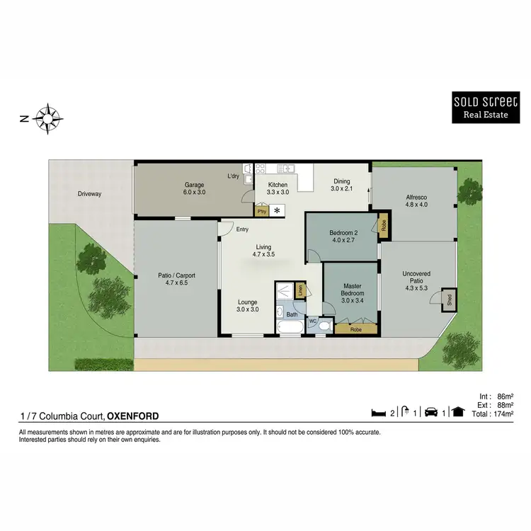 Floorplan of Homely semi-detached listing, 1/7 Columbia Court, Oxenford QLD 4210