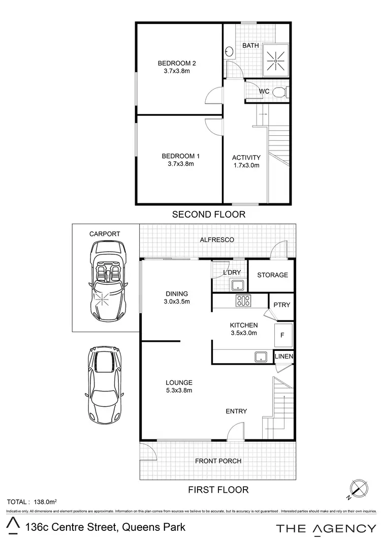 Floorplan of Homely townhouse listing, 136c Centre Street, Queens Park WA 6107