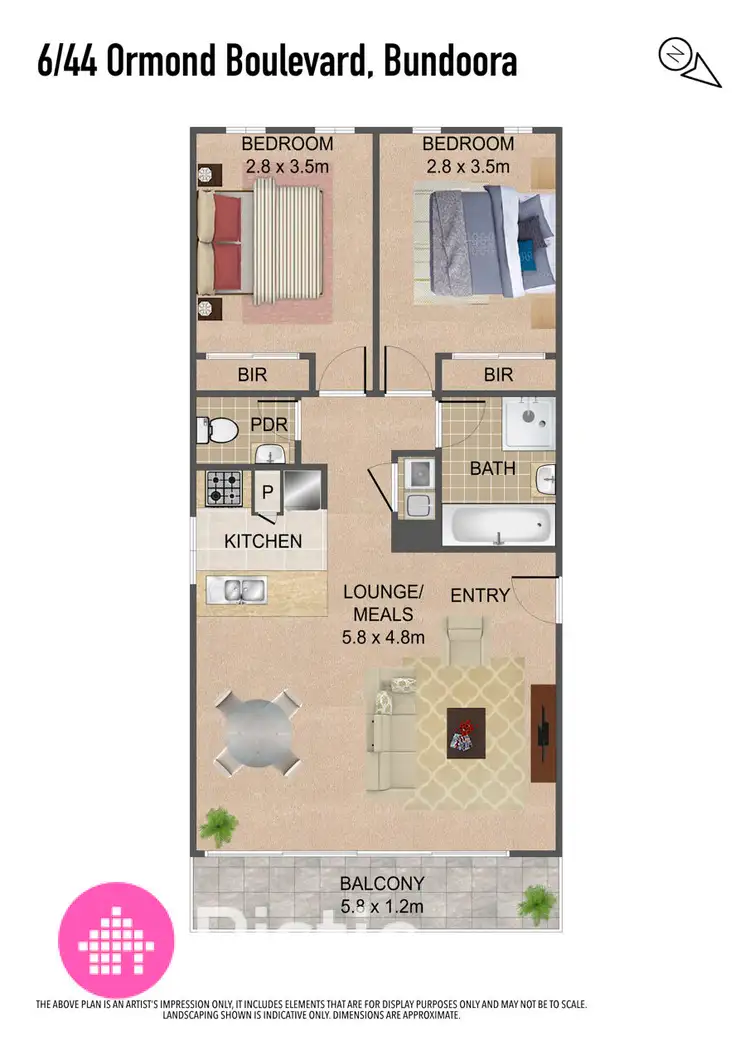 Floorplan of Homely apartment listing, 6/44 Ormond Boulevard, Bundoora VIC 3083