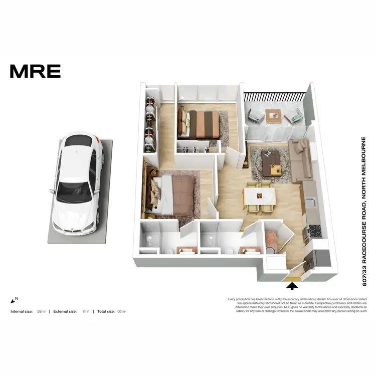 Floorplan of Homely apartment listing, 607/33 Racecourse Road, North Melbourne VIC 3051