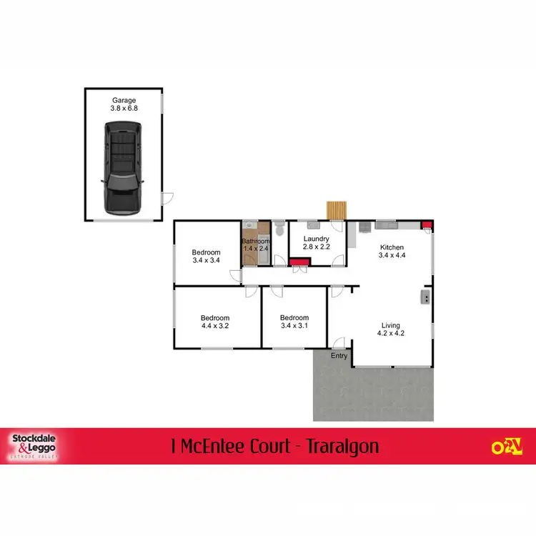 Floorplan of Homely house listing, 1 McEntee Court, Traralgon VIC 3844