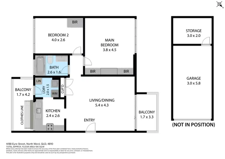 Floorplan of Homely apartment listing, 4/88 Eyre Street, North Ward QLD 4810