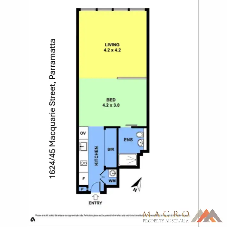 Floorplan of Homely studio listing, 1624/45 Macquarie Street, Parramatta NSW 2150