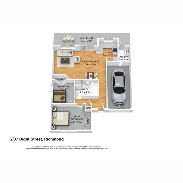 Floorplan of Homely semi-detached listing, 2/37a Dight Street, Richmond NSW 2753