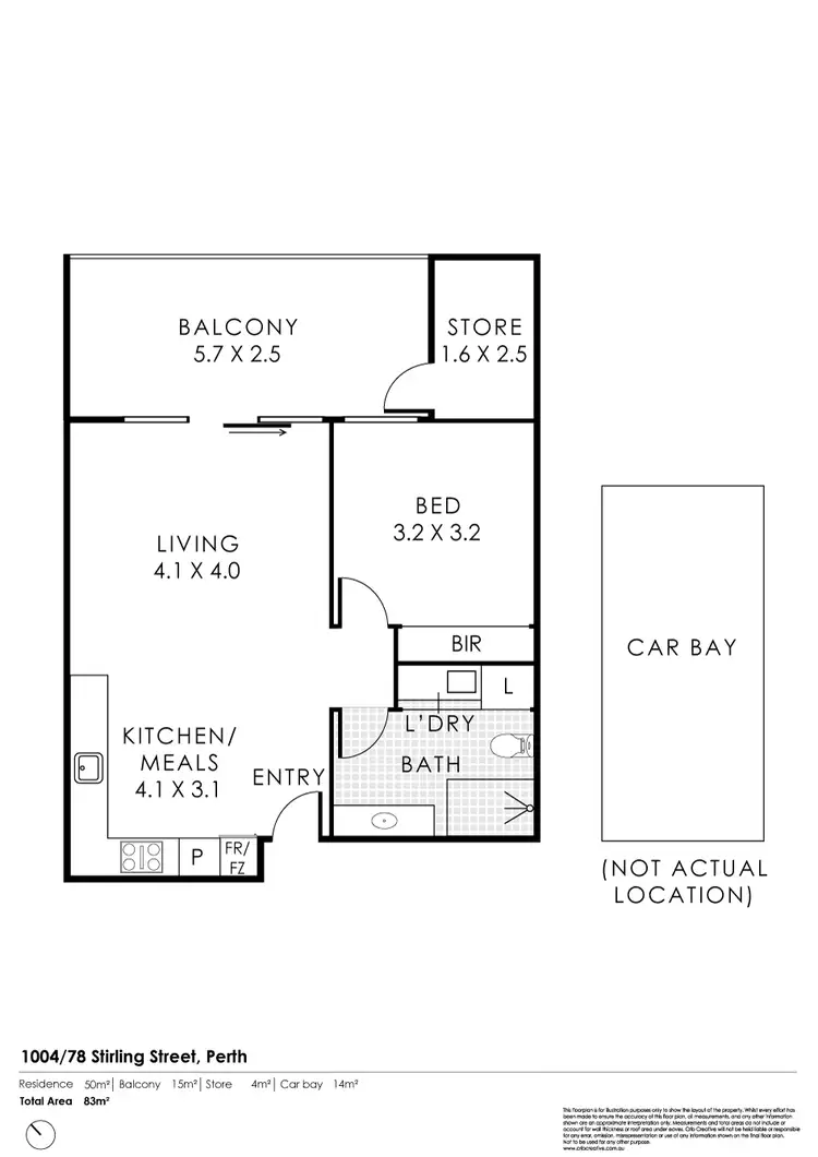 Floorplan of Homely apartment listing, 1004/78 Stirling Street, Perth WA 6000