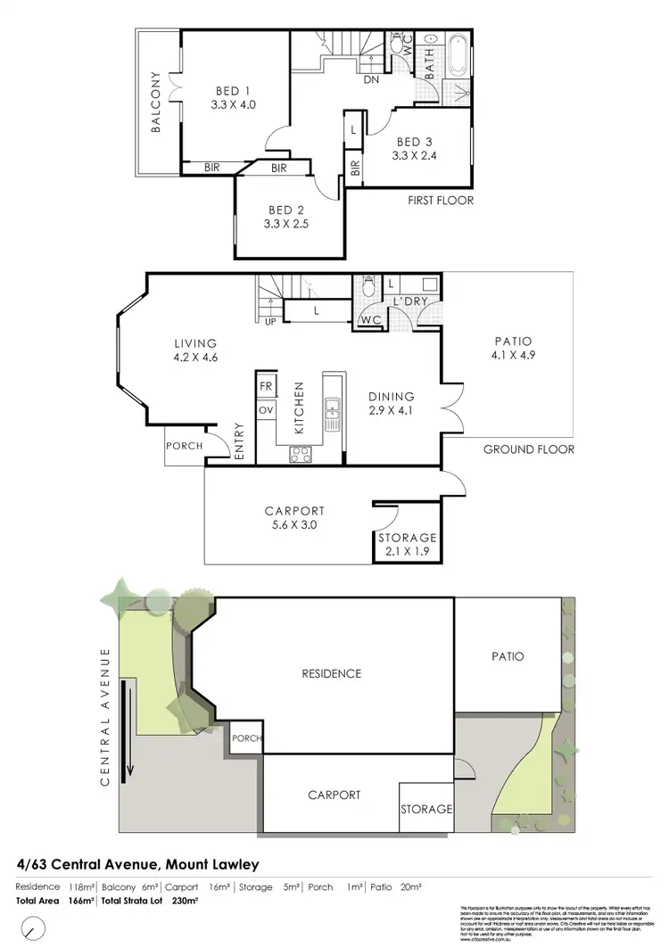 Floorplan of Homely townhouse listing, 4/63 Central Avenue, Mount Lawley WA 6050