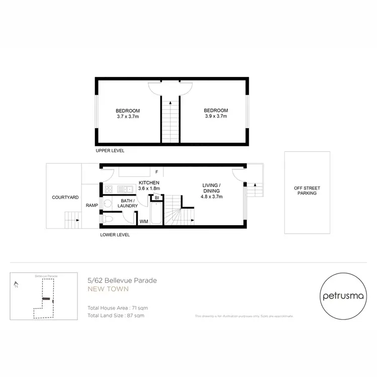 Floorplan of Homely unit listing, 5/62 Bellevue Parade, New Town TAS 7008