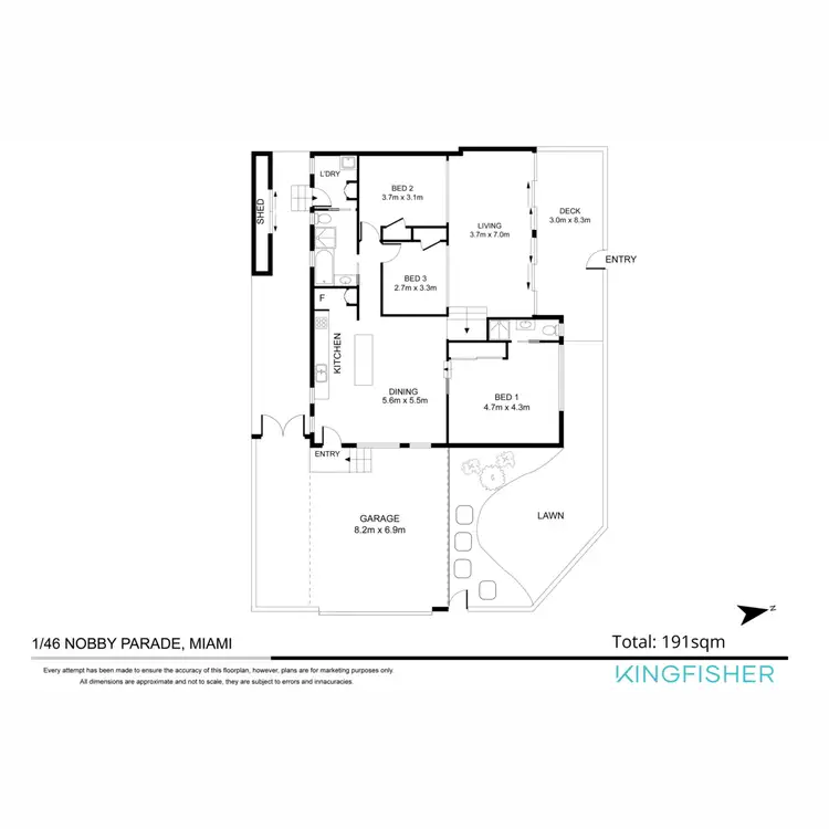Floorplan of Homely semi-detached listing, 1/46 Nobby Parade, Miami QLD 4220