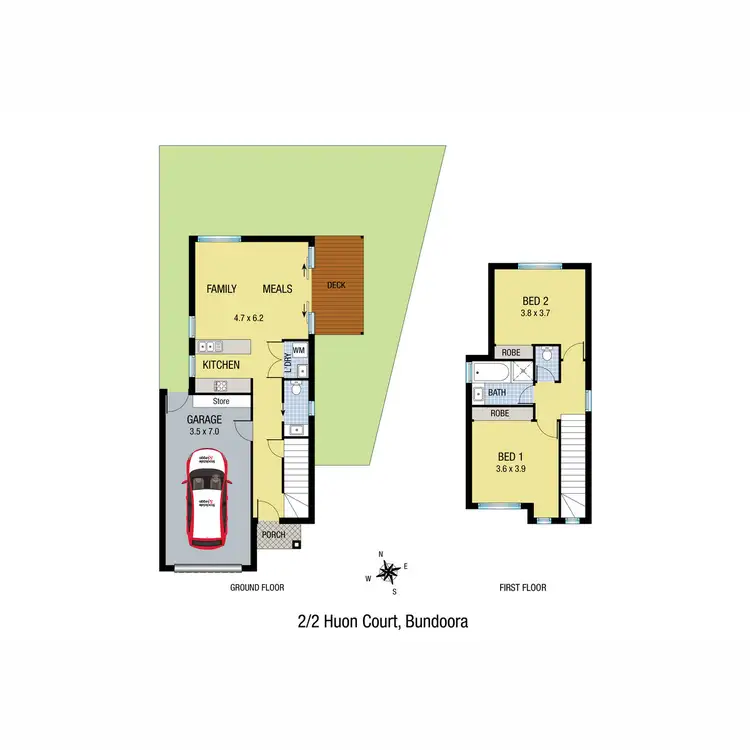 Floorplan of Homely townhouse listing, 2/2 Huon Court, Bundoora VIC 3083