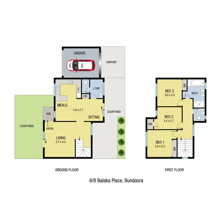 Floorplan of Homely townhouse listing, 6/8 Balaka Place, Bundoora VIC 3083